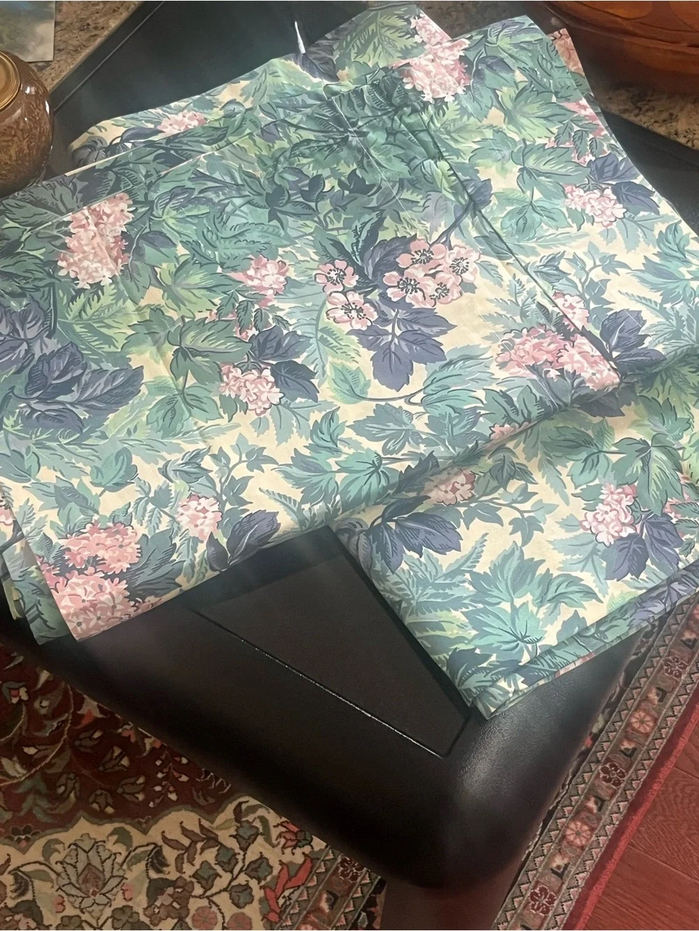Vintage Laura Ashley Floral Botanical Print window Valance pair